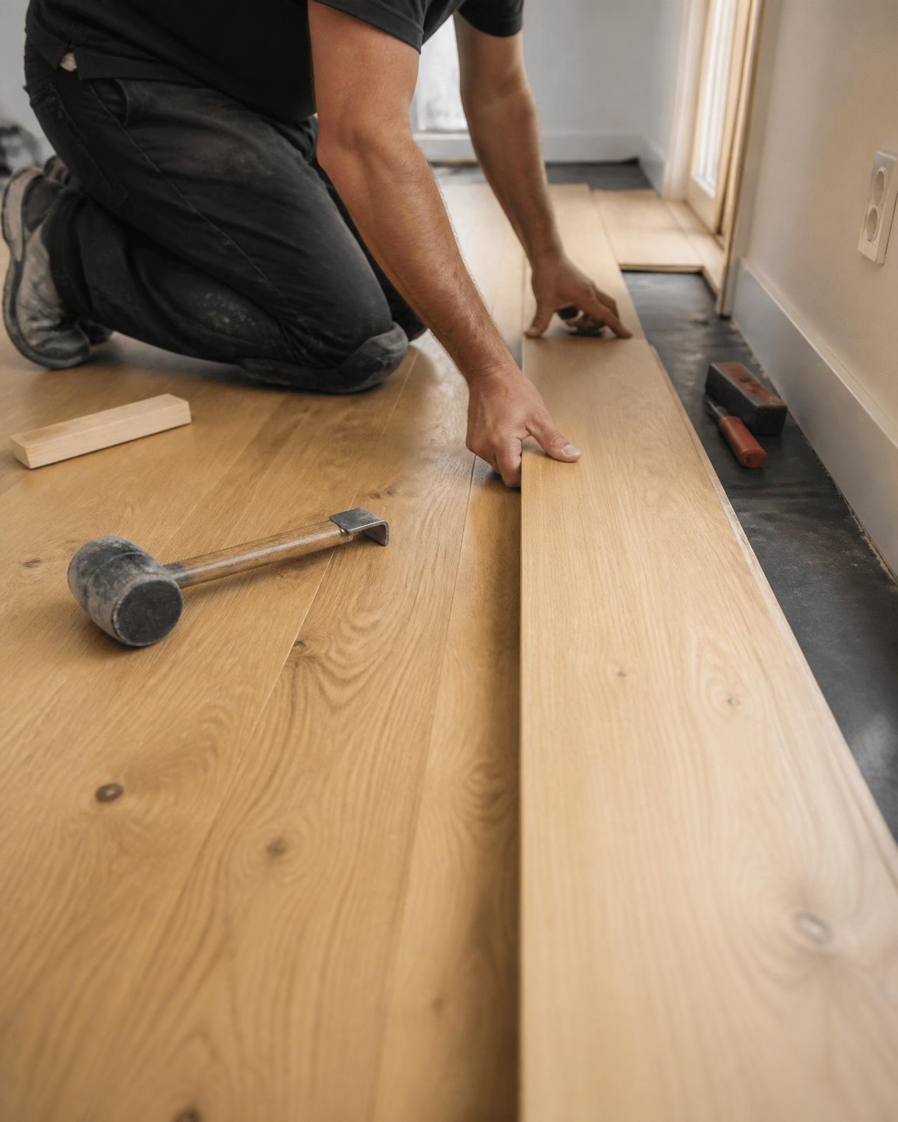 Flooring installer at work